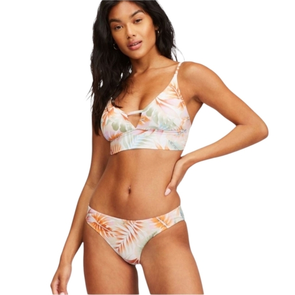 BILLABONG ISLAND CALLING BIKINI BOTTOMS WITH V-NECK BIKINI TOP•M-Top & L-Bottoms - Picture 3 of 12